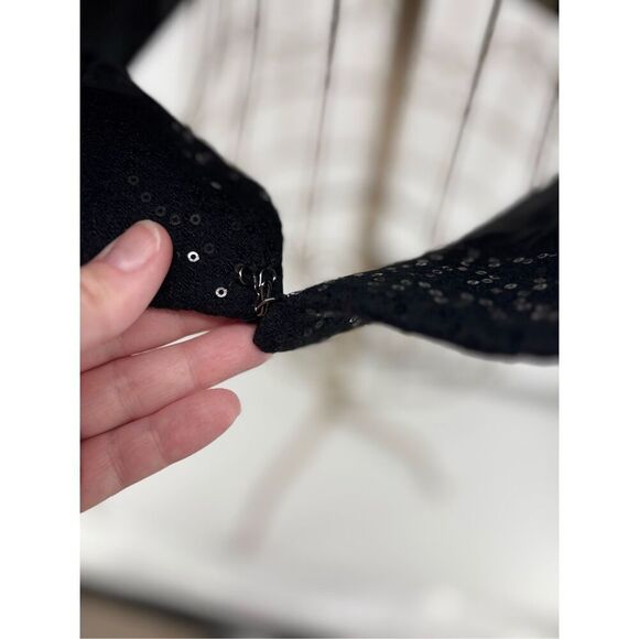 Esprit Black Sequin Women’s Bolero Jacket Blazer Size 8 Vintage - Picture 8 of 13